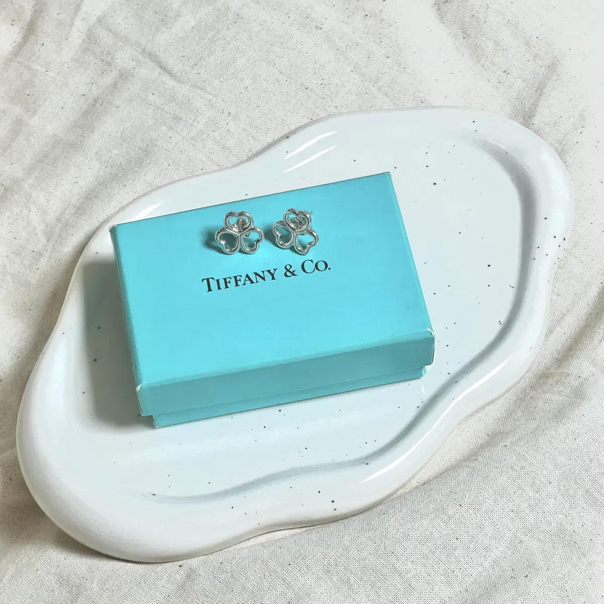 티파니 앤코 빈티지 하트 클로버 이어링 세트 Tiffany & Co He